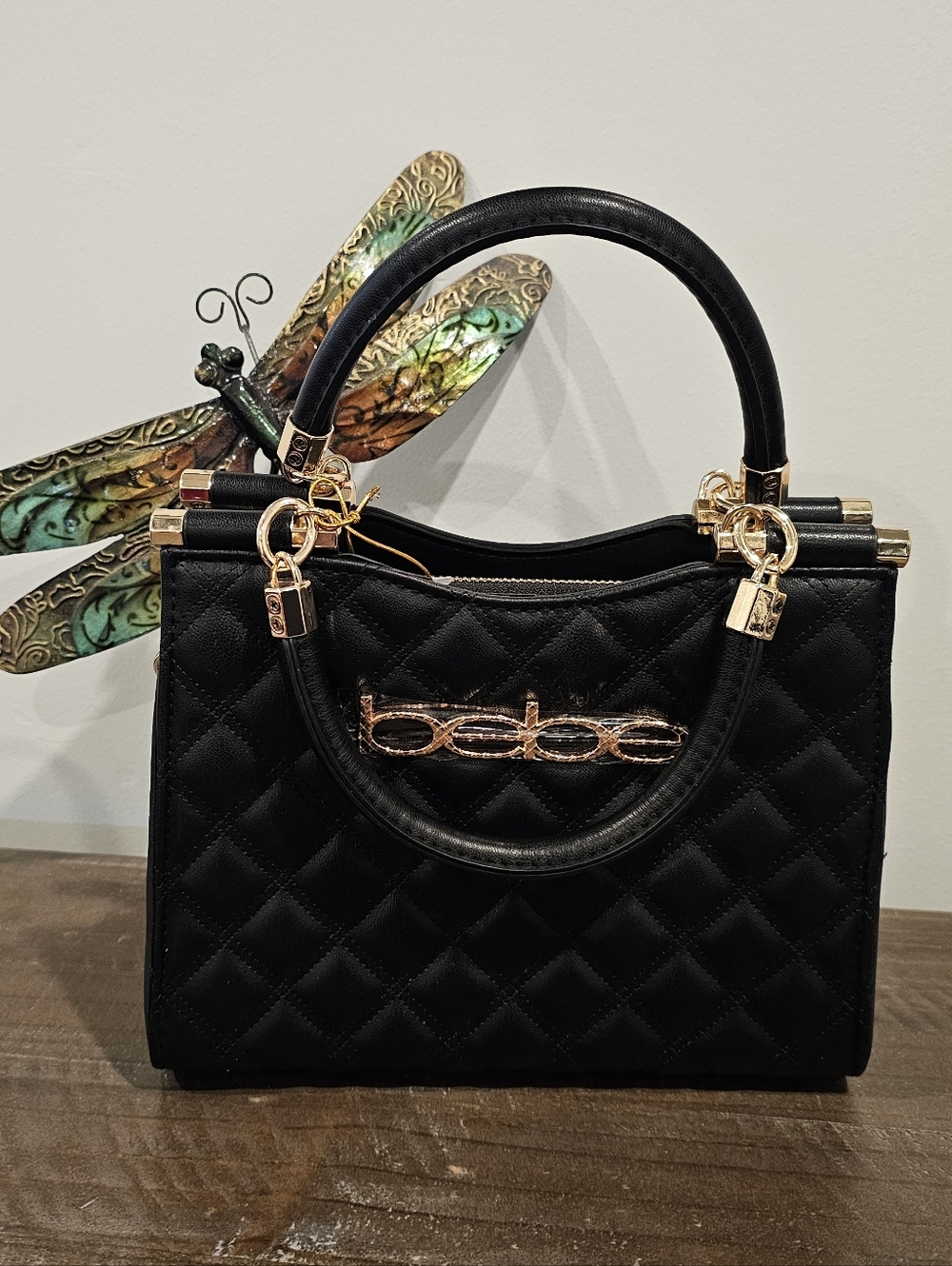 NWT Bebe Black Quilted Satchel